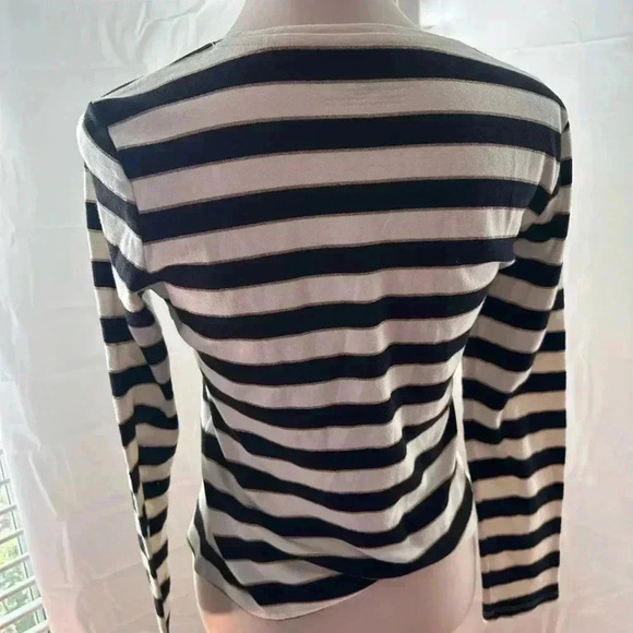 Talbots Black and Gold Crew Neck Long Sleeve T-Shirt - Picture 2 of 5